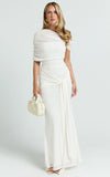 Nicolette Maxi Dress Cape Sleeve Off Shoulder Dress in Cream