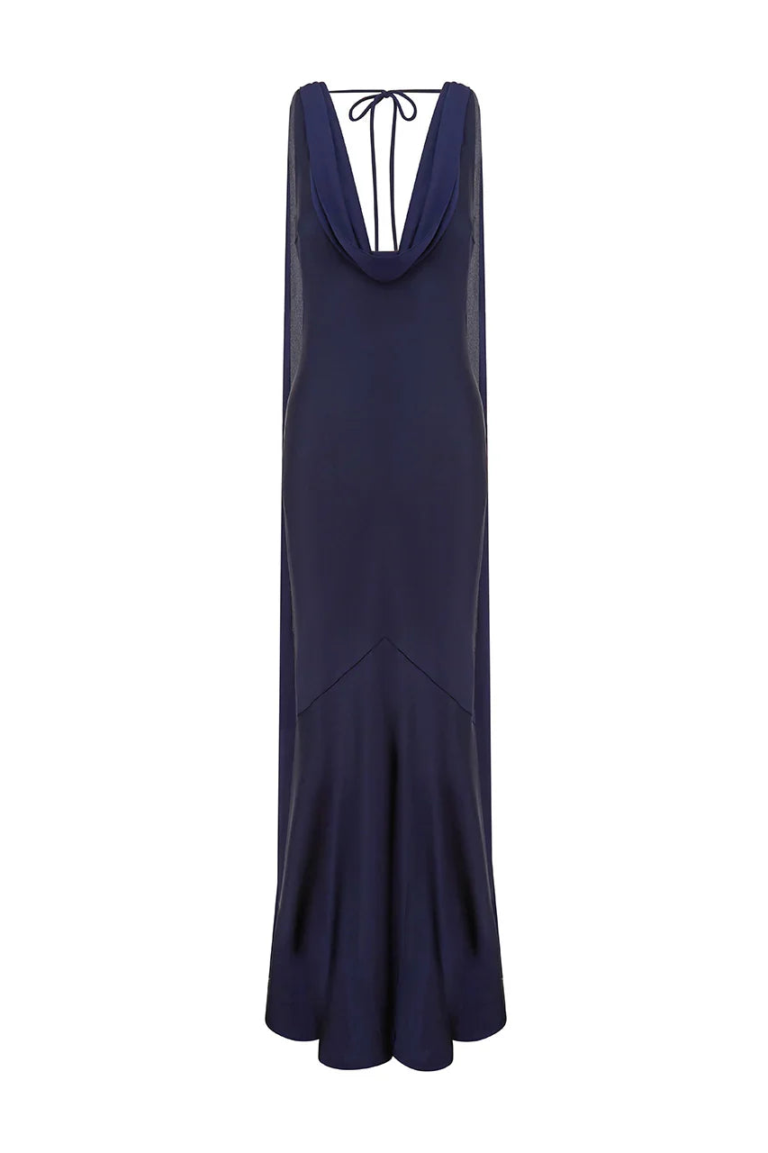 GABRIELLA COWL MAXI DRESS NAVY