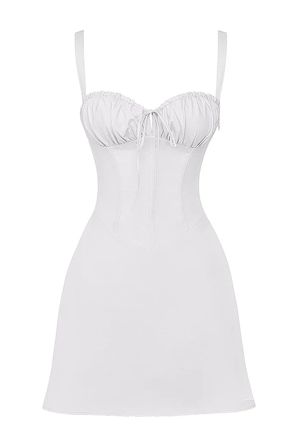 white corset mini dress