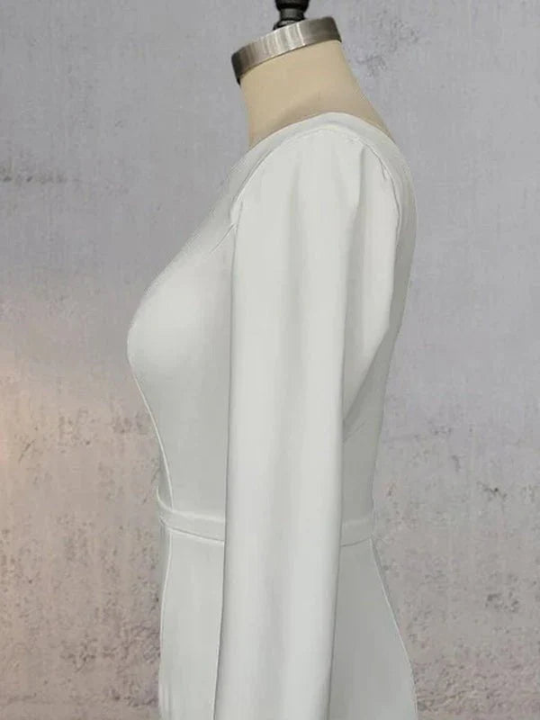 Mermaid Scoop Neck V Back Satin Wedding Dress