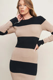 MODERN ATTITUDE STRIPE LONG SLEEVE SWEATER DRESS
