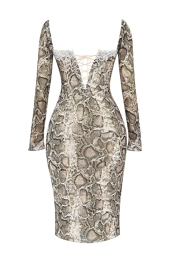 snake print corset dress