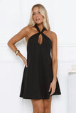 Breezy Beauty Halter Mini Dress Black