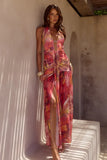 ADRIANNA PLUNGE RUCHED MAXI DRESS KIARA PEACH