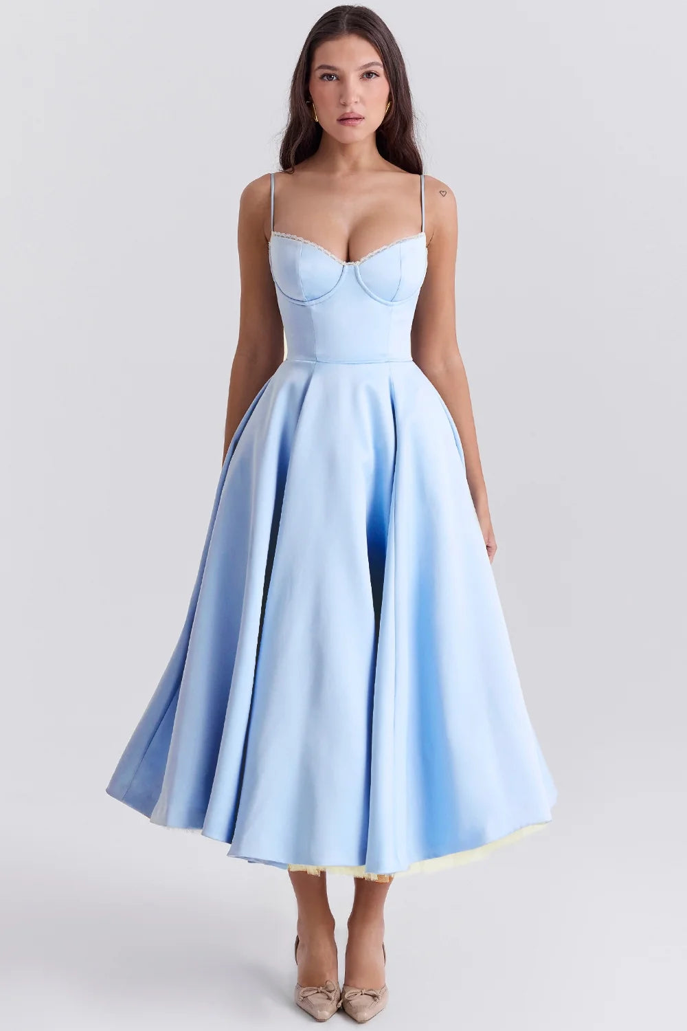 cinderella blue tulle midi dress