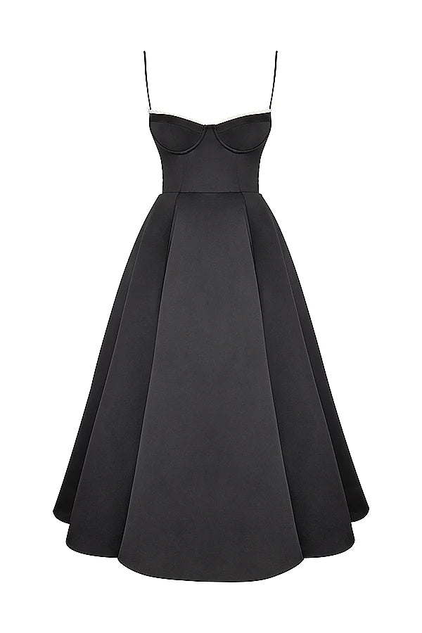 black tulle midi dress