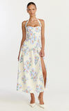 Astra Midi Dress Halter Neck Drop Waist Dress in Astra Posey Floral Print