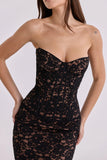 black blush lace corset maxi dress