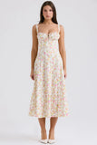 ivory meadow print cotton bustier sundress