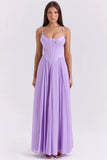 orchid butterfly corset maxi dress
