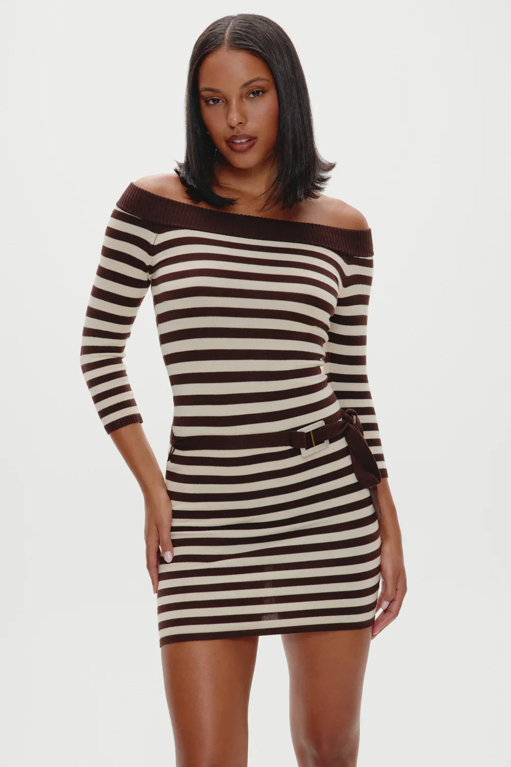x BELLA HADID Saloon Knit Mini Dress Cowboy Stripe