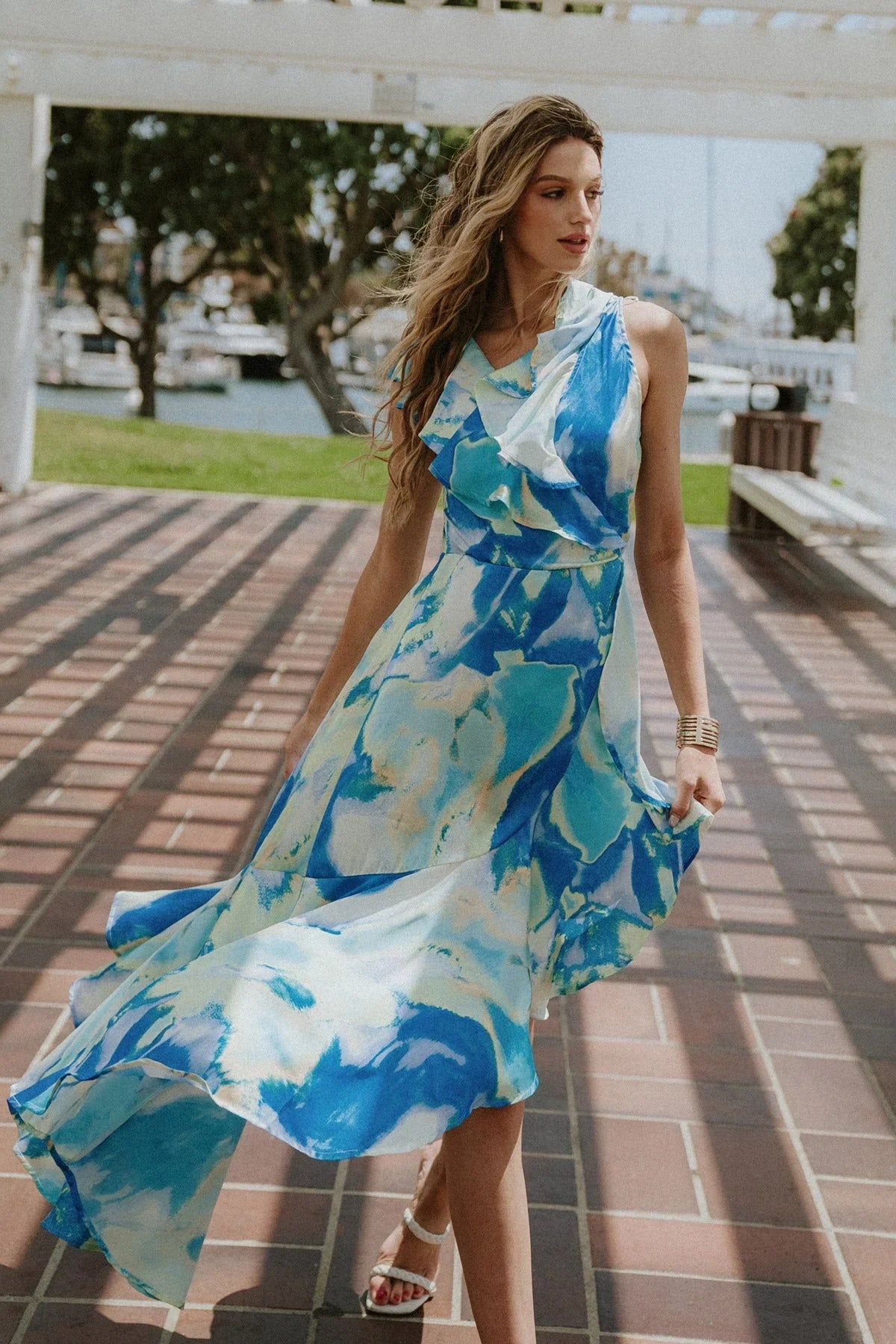 LA BABE SATIN WRAP STYLE MAXI DRESS
