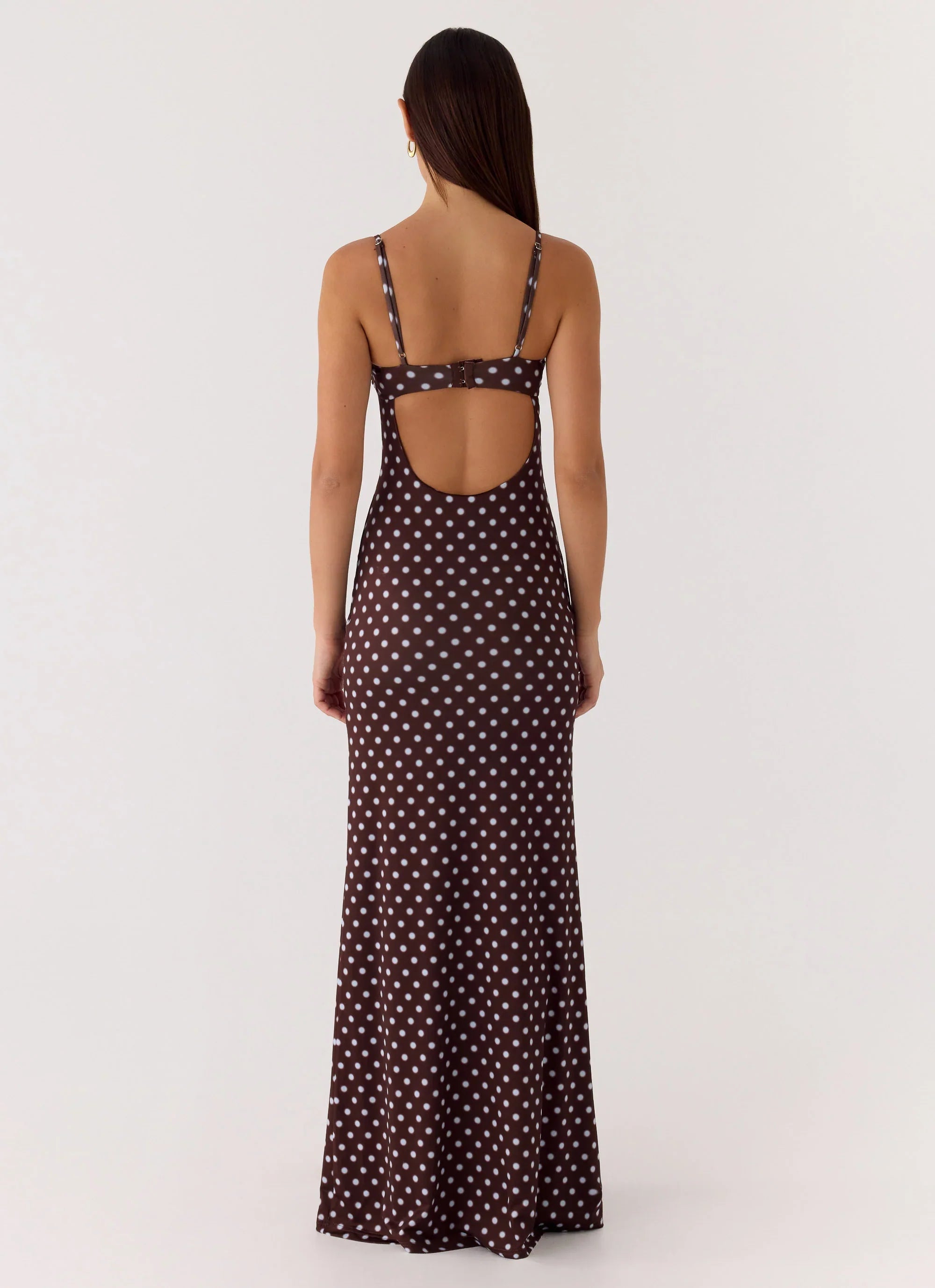 Vamonos Maxi Dress Chocolate Blue Dot