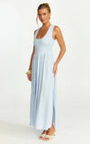 Luciana Maxi Dress U Neck Smock Dress in Blue