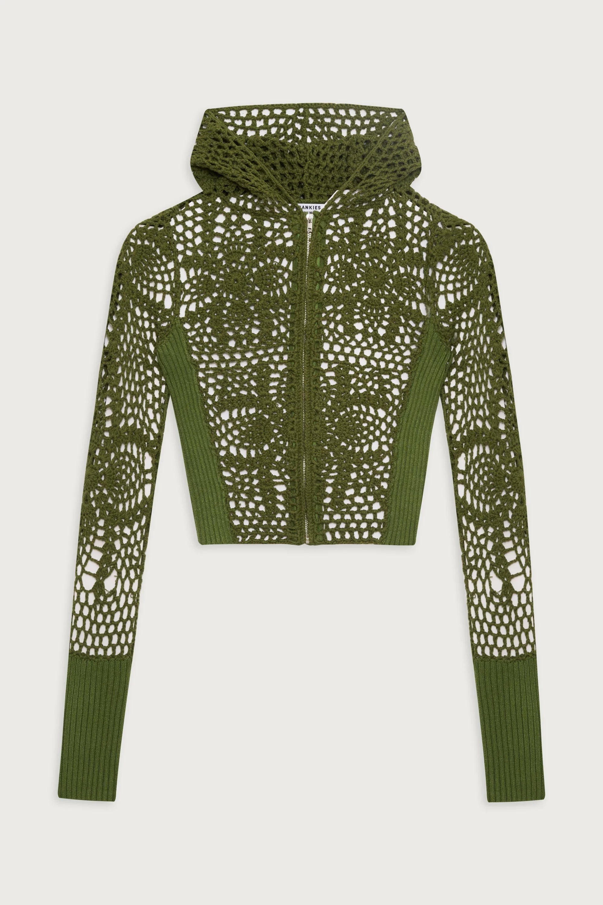 Lyla Crochet Zip Up Hoodie Sea Moss