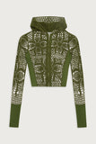 Lyla Crochet Zip Up Hoodie Sea Moss