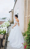 Off The Shoulder Tulle Ball Gown Sweep Train Dress