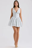 white bluebell print corset mini dress
