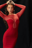 scarlet plunge midi dress