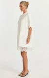 Rina Mini Dress Mini Lace Trim Dress in Off White