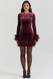 mulberry velvet mini dress