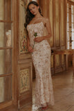 peach hand beaded embellished corset maxi dress limited edition