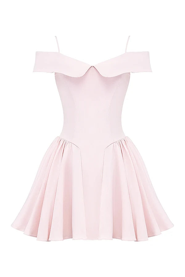ballerina pink off shoulder mini dress