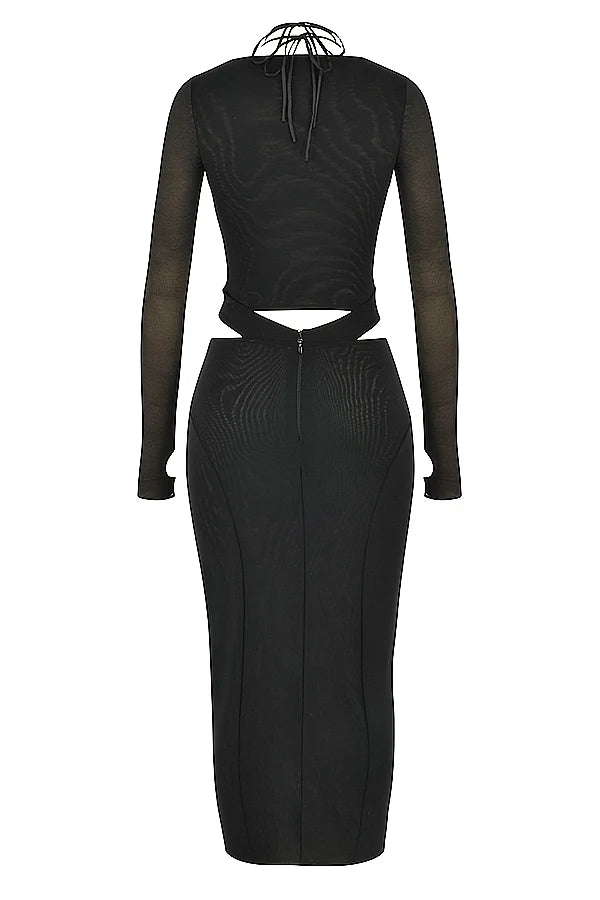 black cutout midi dress