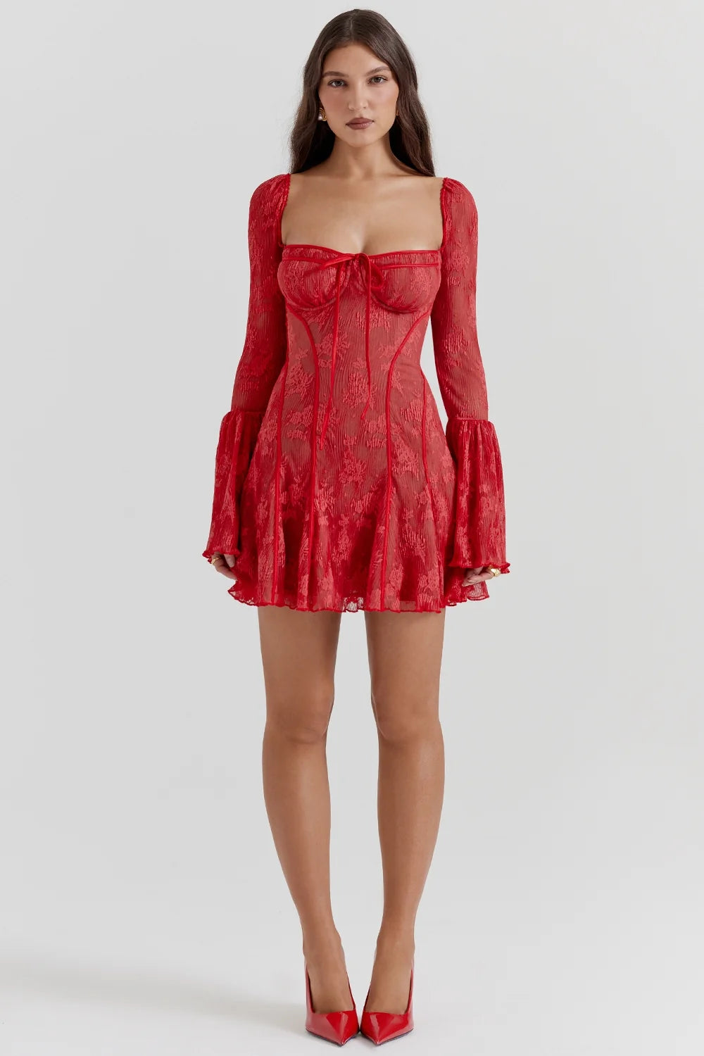 scarlet lace corset dress