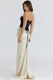 black champagne corset maxi gown