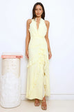 Saucy Secrets Halter Maxi Dress Yellow