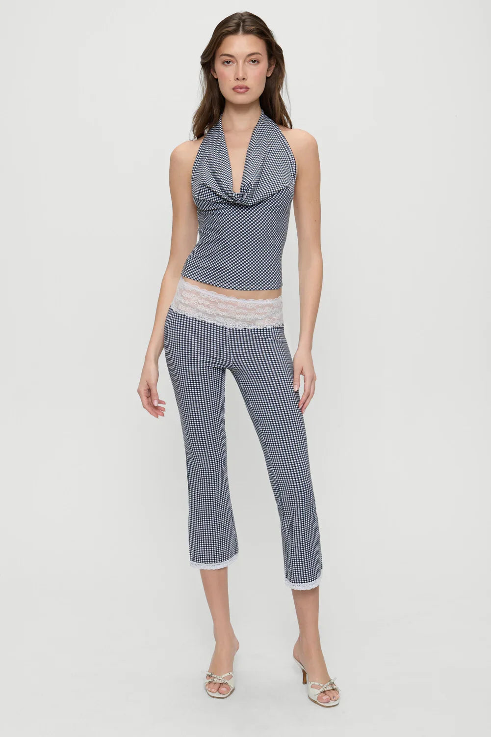 Nikki Gingham Capri Pants Midnight Wishes