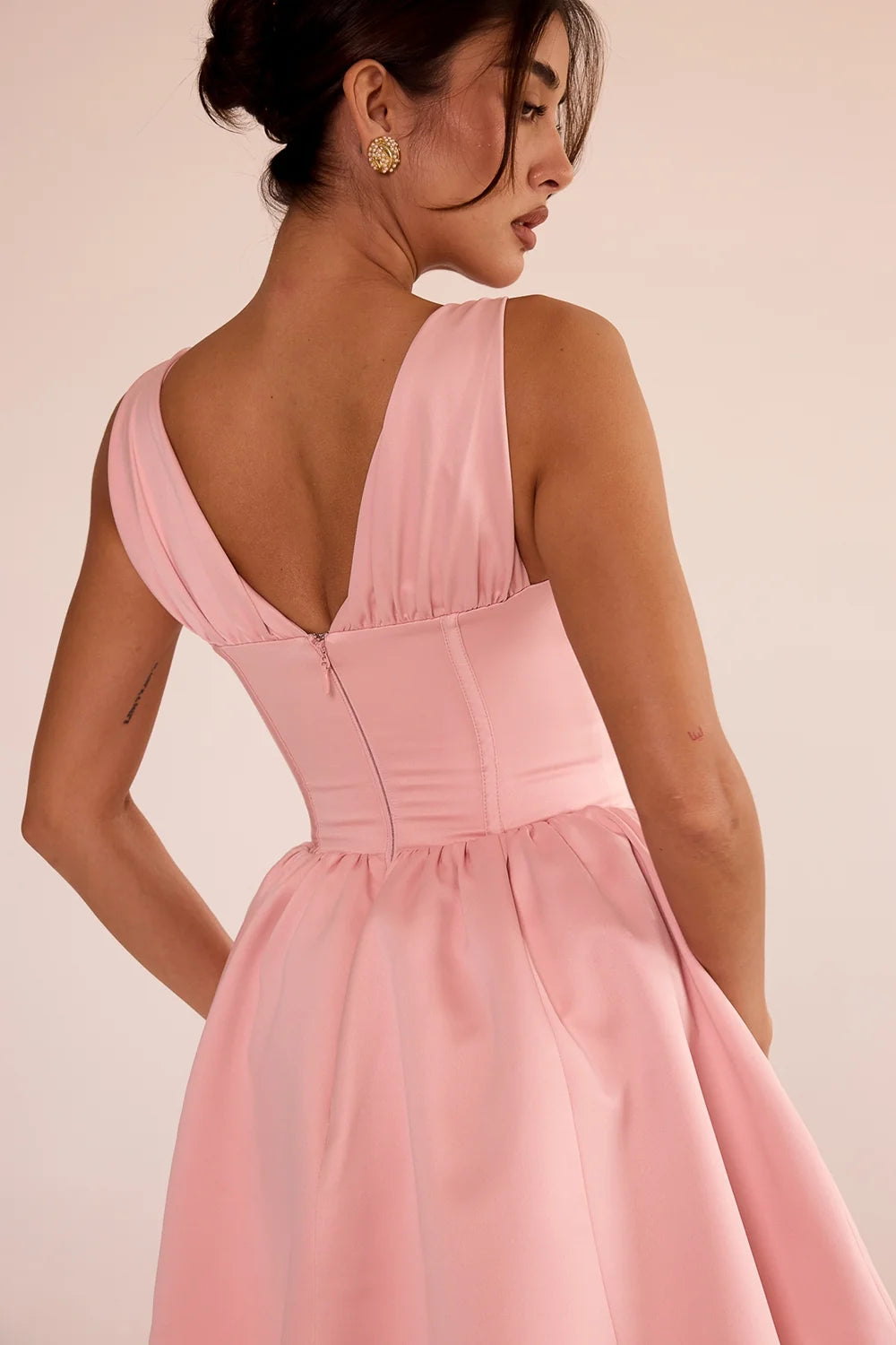 powder pink satin mini dress sale