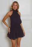 Flaunt It Gorgeous Halter Mini Dress Black