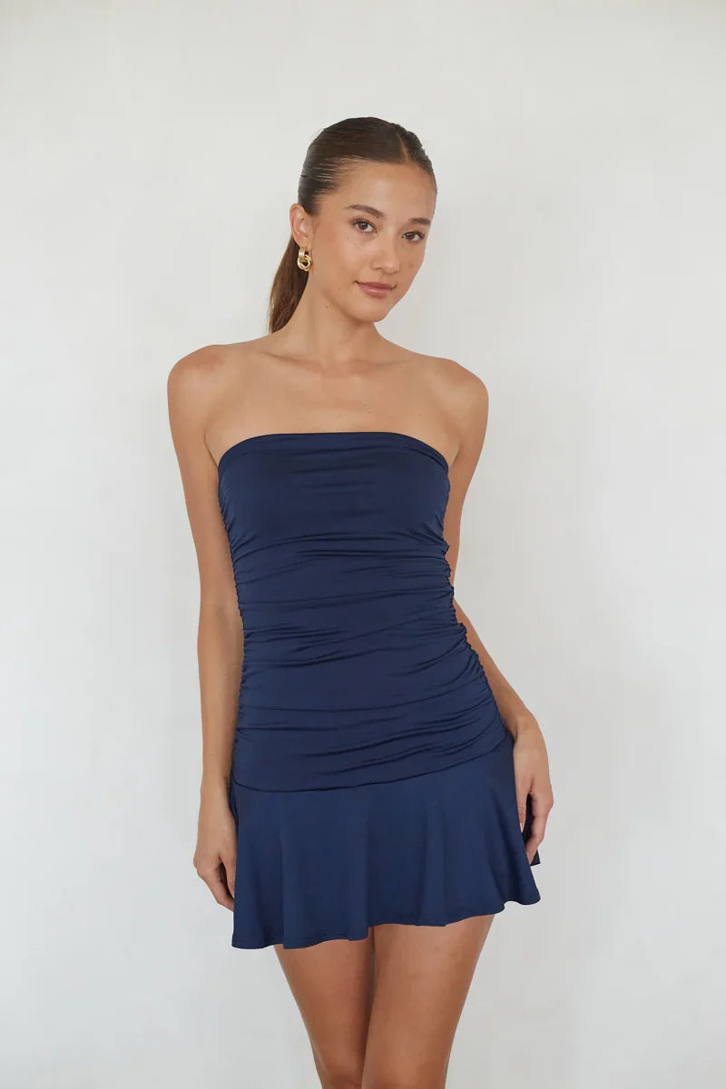 Alora Strapless Ruched Mini Dress