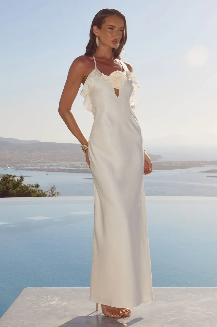 AVALEE FRILL TRIM MAXI DRESS IVORY