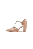 Nude Pink High Heels with Metallic Accents