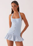 Georgina Denim Mini Dress Light Blue