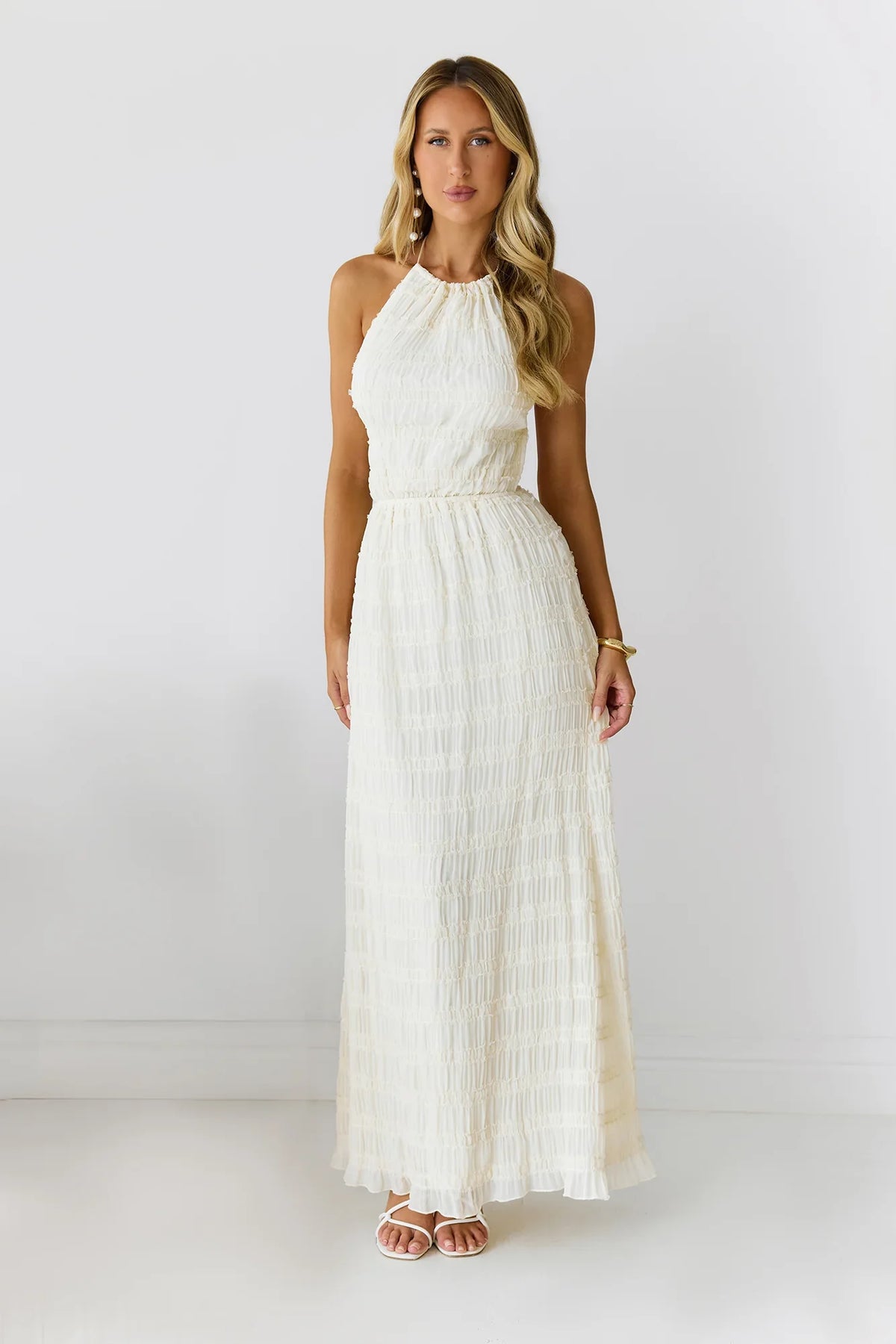Sultry Samba Halter Maxi Dress Cream