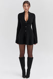 black wool knitted cardigan dress