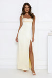 Headturner Energy Satin Maxi Dress Yellow