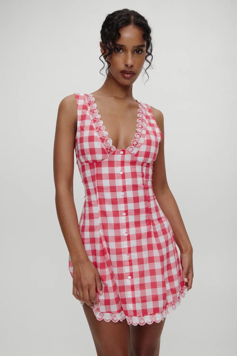 x BELLA HADID Farm Gingham Mini Dress Malibu Picnic