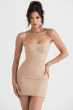 stone strapless mini dress
