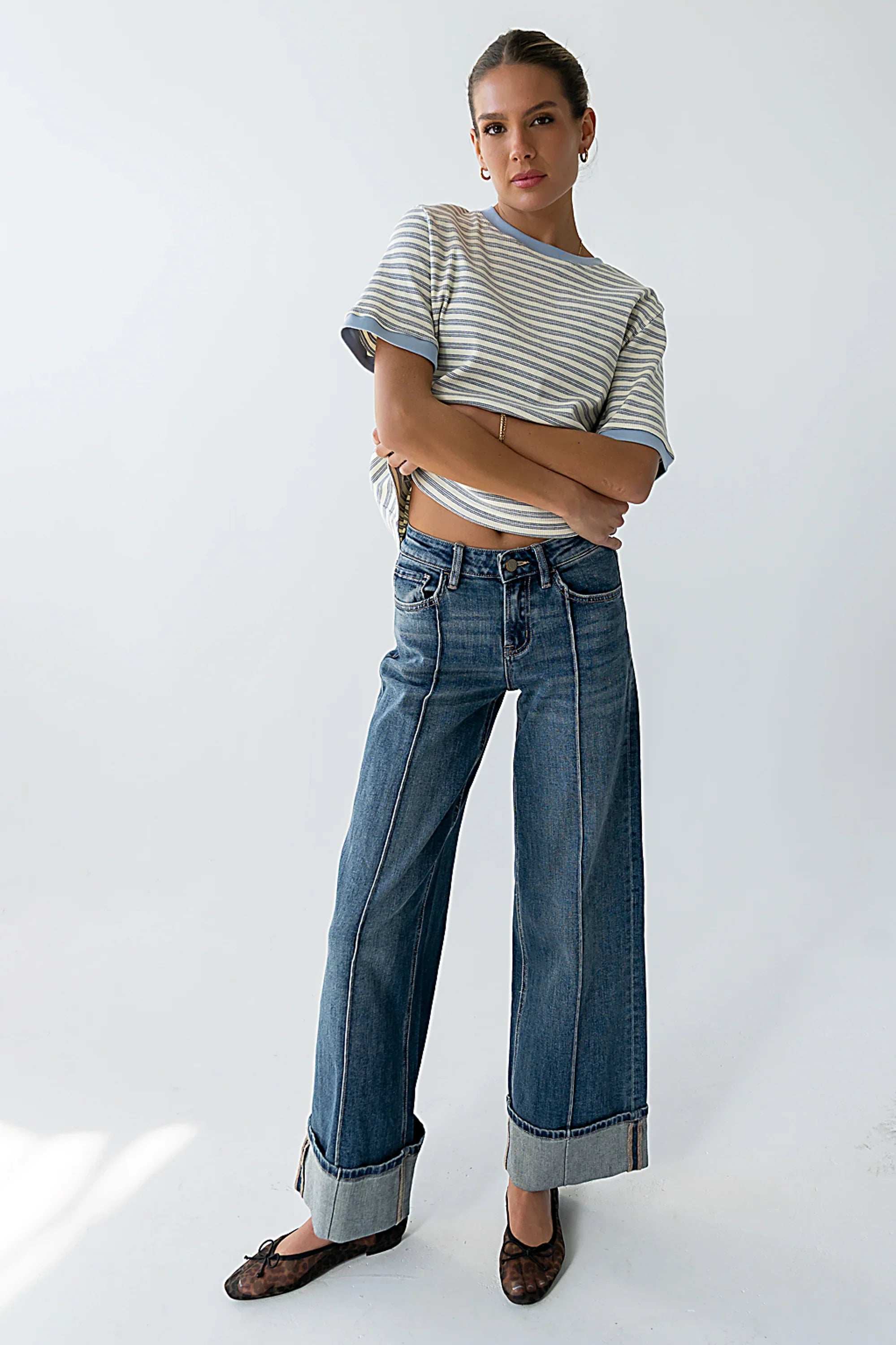 Parker Cuffed Wide Leg Jeans