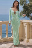 seafoam sequin maxi gown