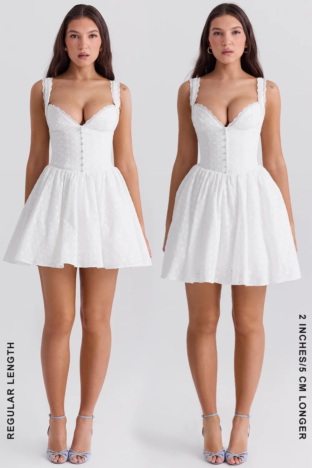 white cotton broderie anglais corset mini dress