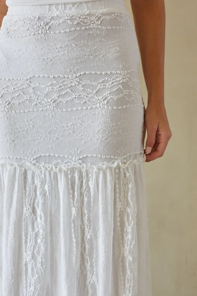 Fawn Lace Tiered Maxi Skirt