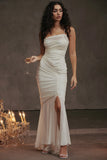 ivory ruched maxi dress
