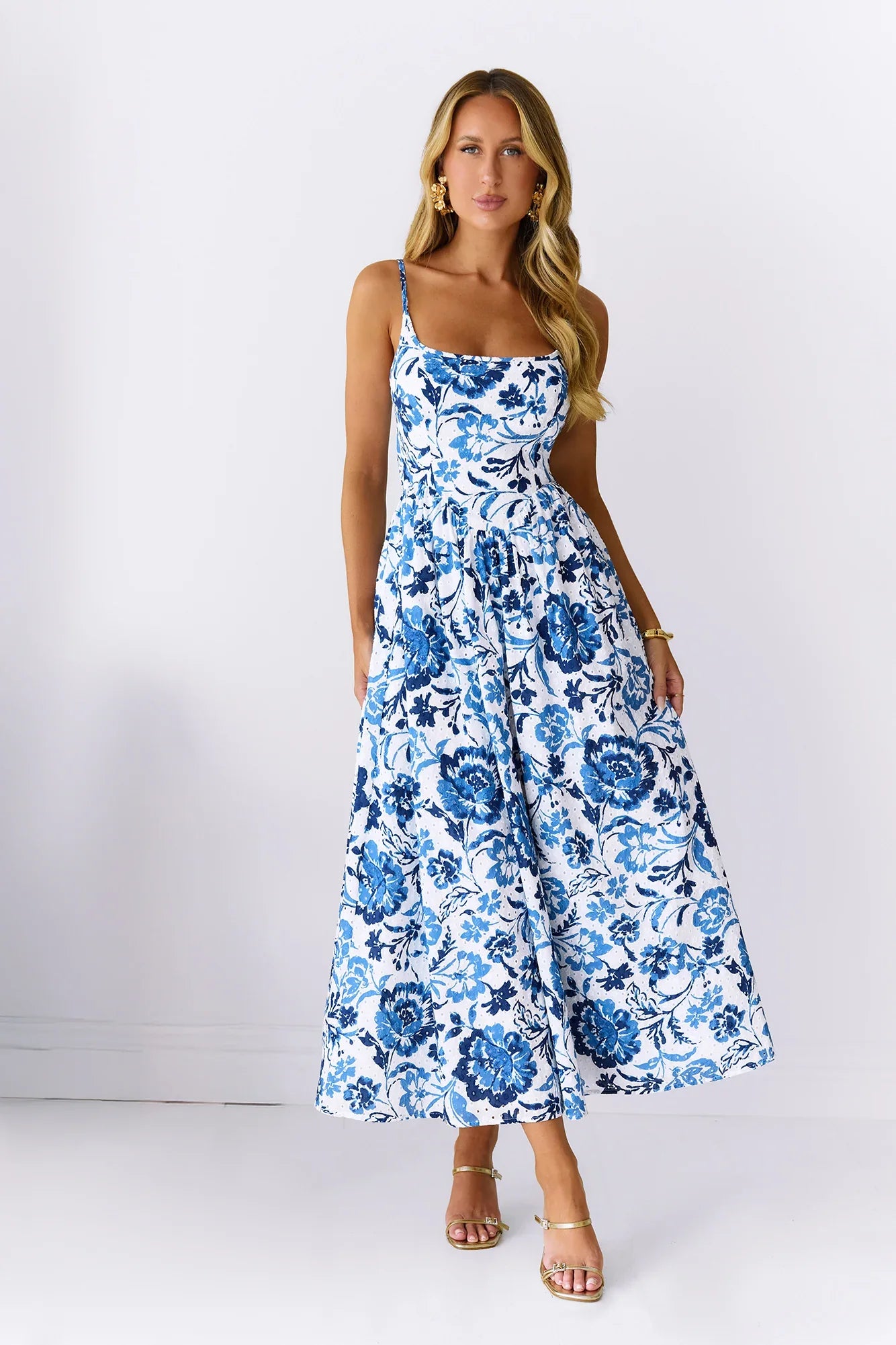 Fresh Blossom Maxi Dress Blue