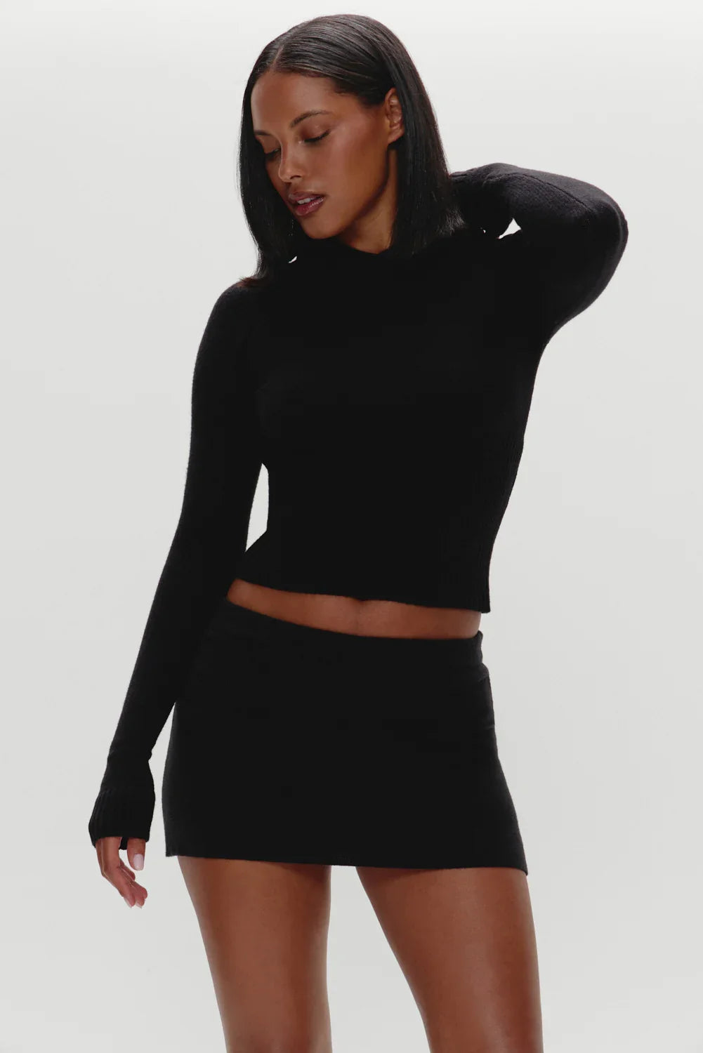 Hazel Knit Hoodie Black